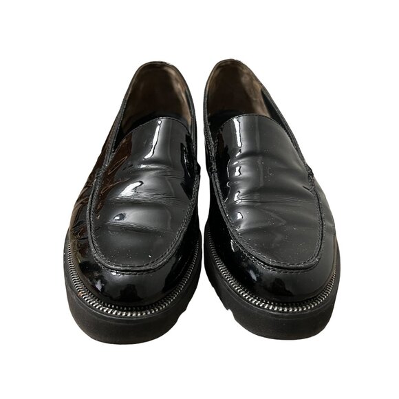Paul Green Black Ariana Patent Leather Lug Sole Slip On Loafer Shoes Size 6 - Picture 4 of 8
